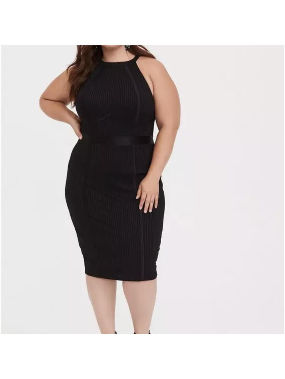 Torrid Black Jersey Halter Bodycon Dress Size 2 (Equivalent Size 18/20)